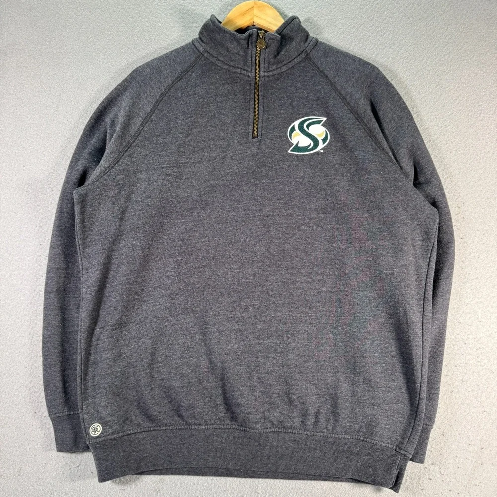 Sacramento State Hornets Quarter Zip Sweatshirt Adult Large Gray Fall Rush NCAA - Picture 1 of 10